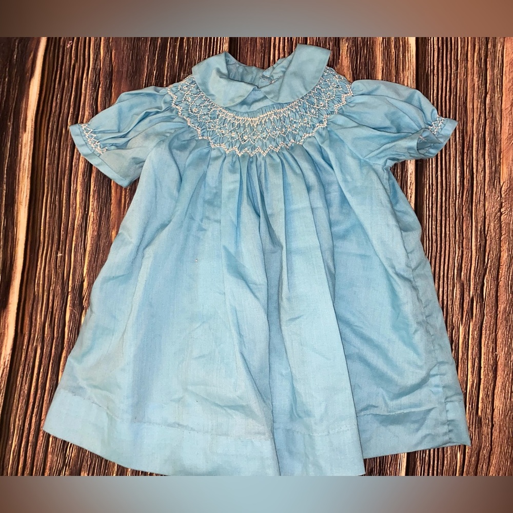 Smocked Blue Vintage Dress EUC Sz 12M